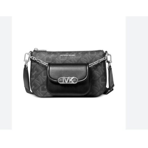 MICHAEL KORS Empire logo Parker multi-function crossbody bag - Black - Picture 1 of 12